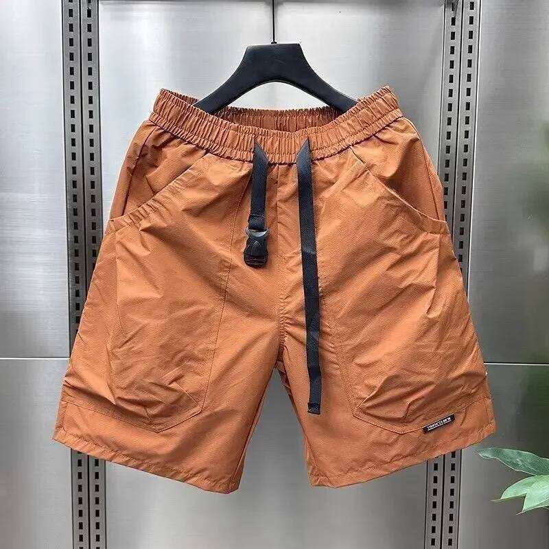 Men's Large Pocket Waistband Work Shorts Summer Thin New Loose Straight Half Middle Pants