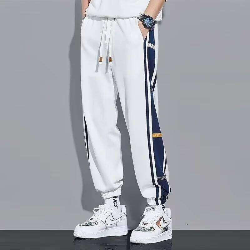Autumn Patchwork Casual Straight Pants For Men Korean Fashion Trousers Streetwear Baggy Sweatpants Gym Jogger Hombre Pantalones