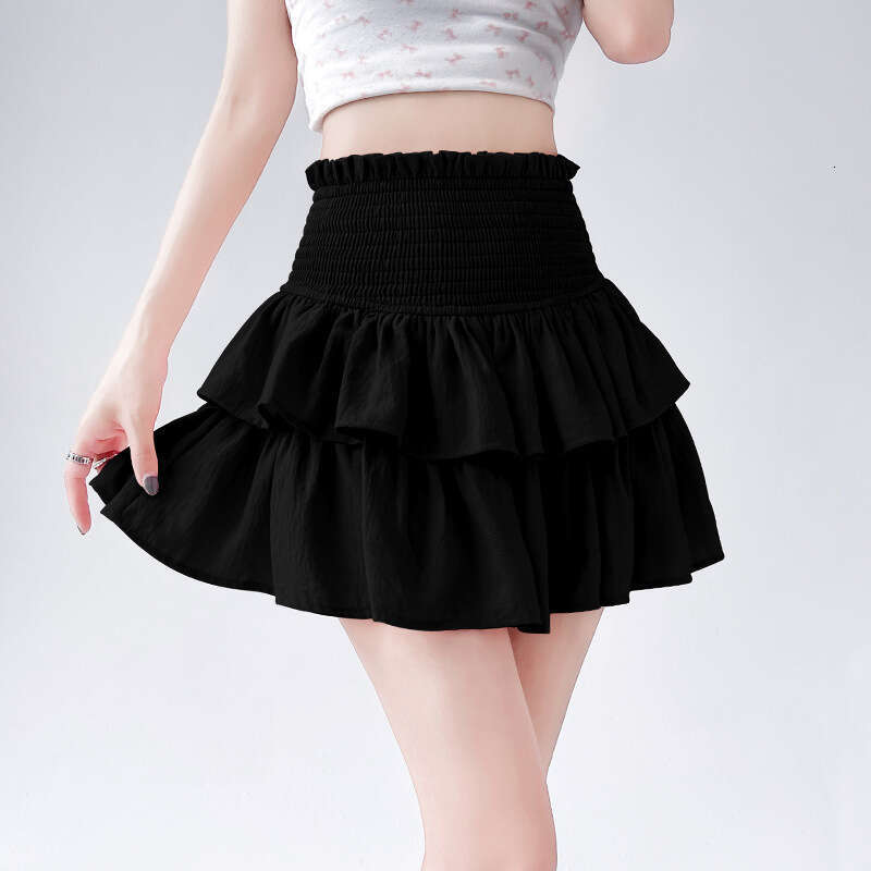 White fluffy short skirt for women, spring autumn 2025 new ballet cake high-waisted slimming half skirt, European and American style