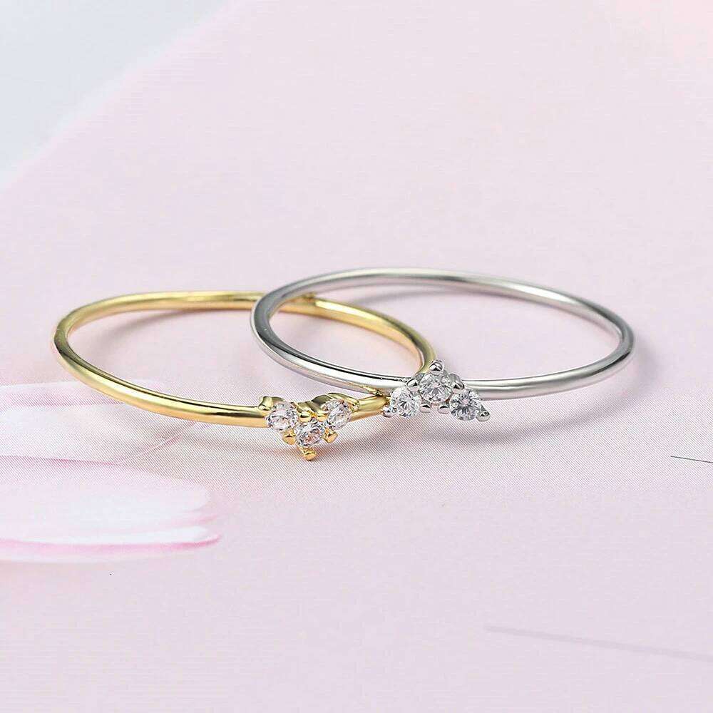 ZHOUYANG Dainty For Women Little Heart Thin Knuckle Ring AAA+CZ Light Yellow Gold Color Daily Fashion Jewelry KAR173 H260312