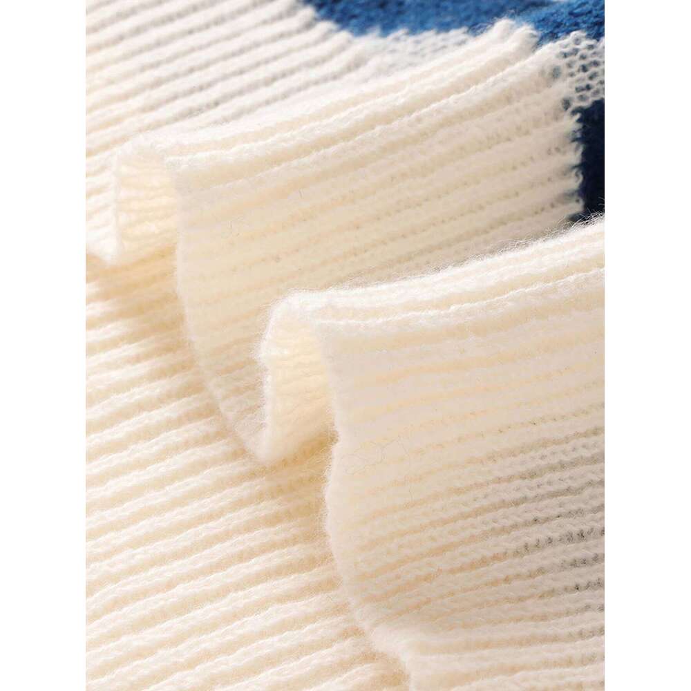 New Popular Autumn and Winter Maze Jacquard Pattern Sweater Casual Round Neck Contrast Color Knitted Men's Pullover