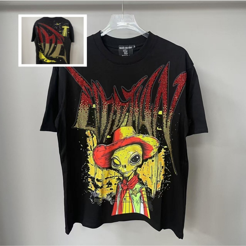 European Fashion Printed Short Sleeve for Men, Trendy Brand with Rhinestones, Half Sleeve, Personalized Men's Clothing, Cool and Slim Fit Floral 
