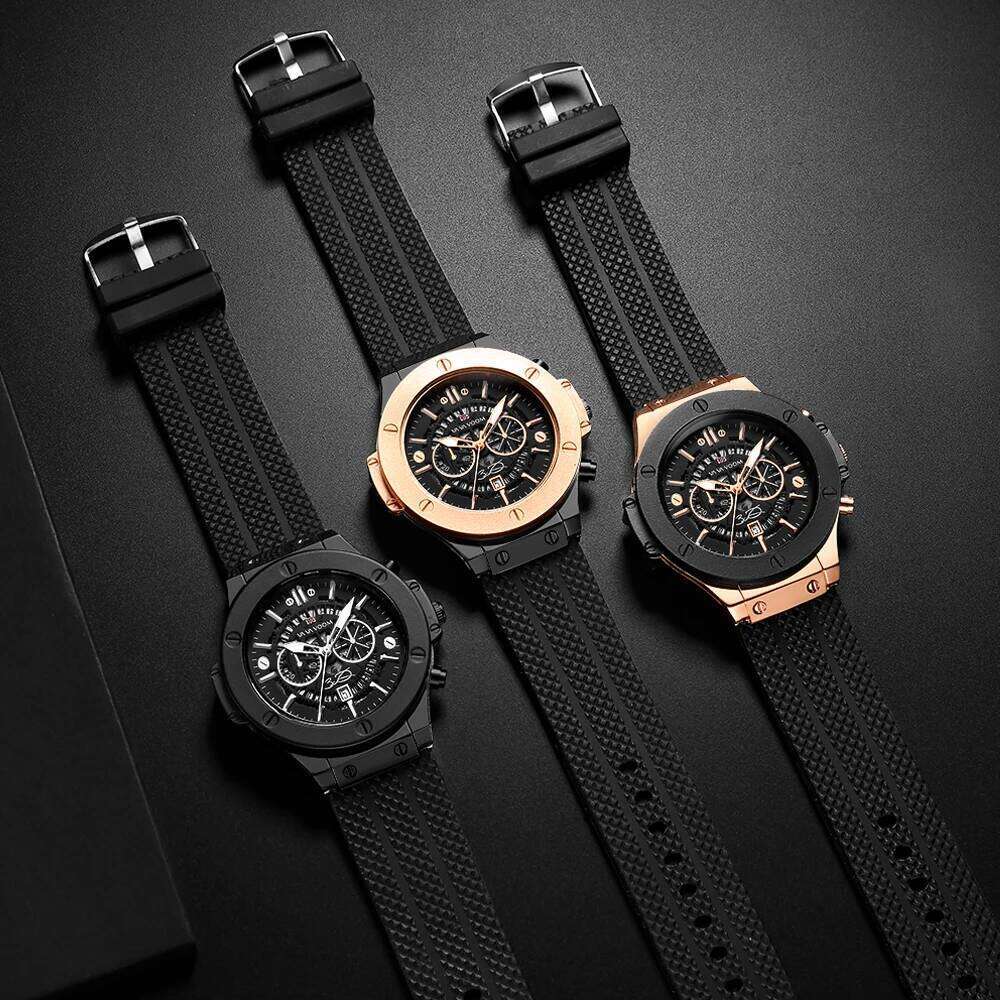 VA VOOM Brand Men Black Silicone Style 48mm Large Dial Classic Racing Series Quartz Movement Casual Sports Watch