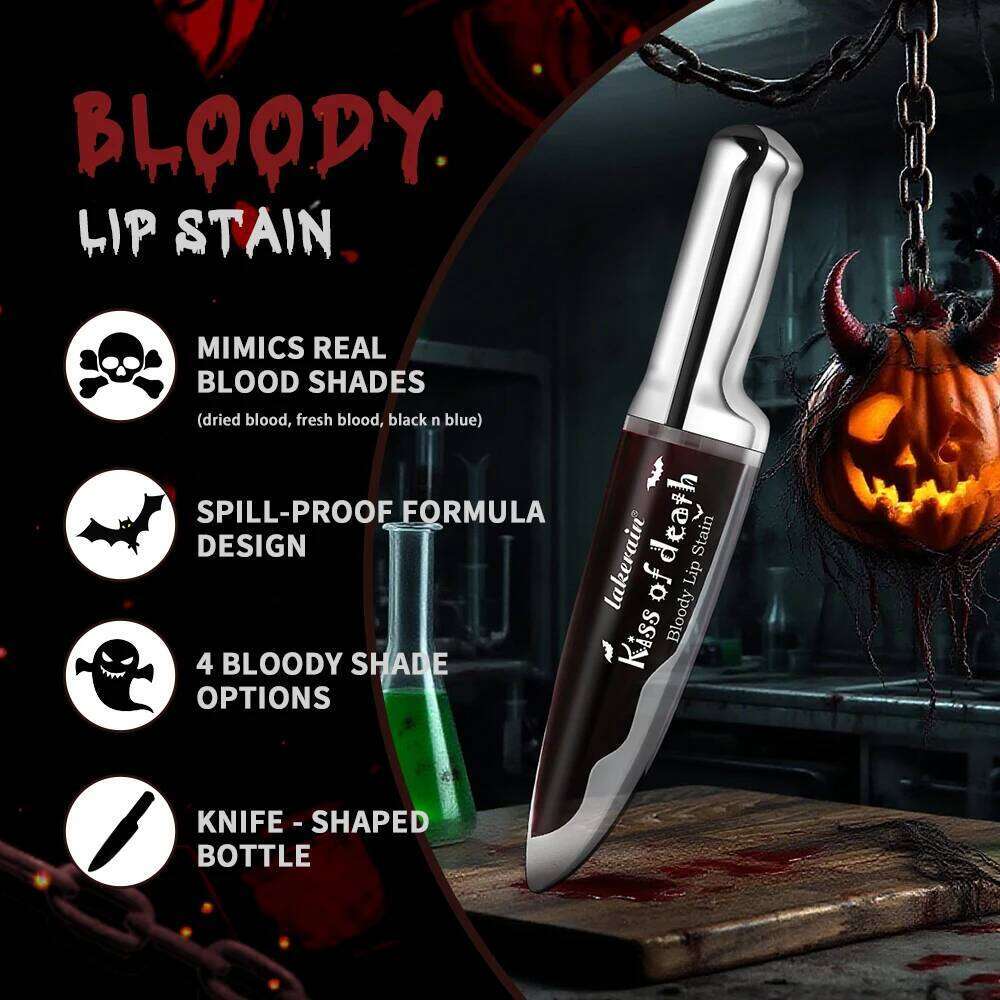 Lakerain Fake Bloody Stain Gel-like Waterproof Spill-proof Long Lasting Matte Tinting Halloween Party Lip Cosmetics W260311