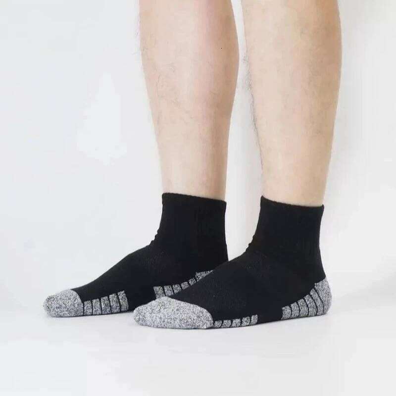 5pairs Thickened Towel Bottom Running Mesh Middle Non-slip Breathable Sports Ankle Men's Women's Socks Autumn Winter Z260312
