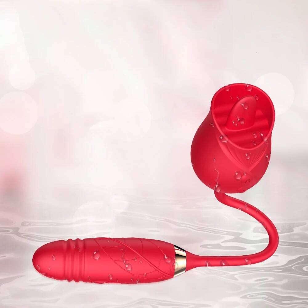 Rose-Licking Thrusting Dildo Vibrator for Women Nipple Clit Stimulator Vibrating Egg Tongue Lick Clitoris Sucker Sex Toy Z260312