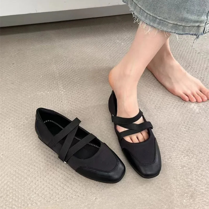 2026 SpringFall Mary Jane Flats - Ballet-Inspired Round-Toe Slip-On Shoes with Elastic Strap Vintage Work Pumps for Women 260227