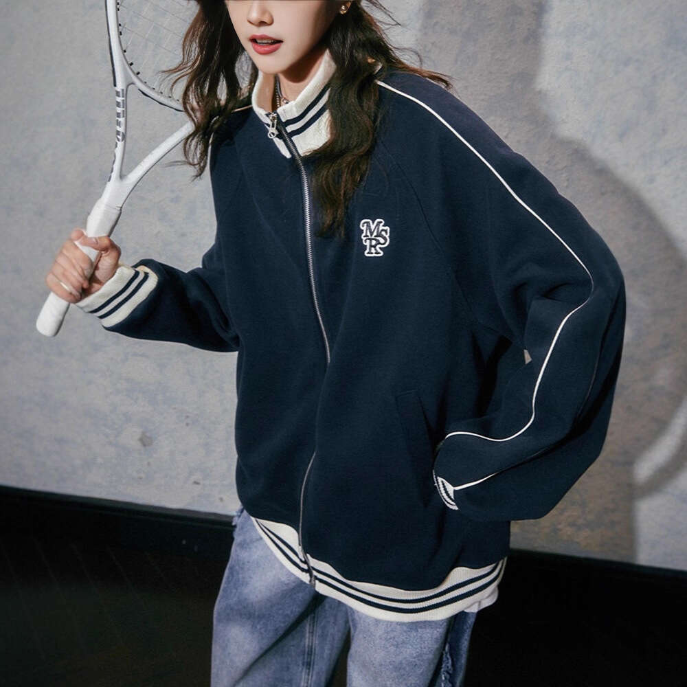 Mardi Hefxessdr 2026 Spring Women Jacket Grey Stand Collar Baseball Jacket For Women & Men Retro Sweatshirt Style Casual Lazy Outerwear coat spring wo