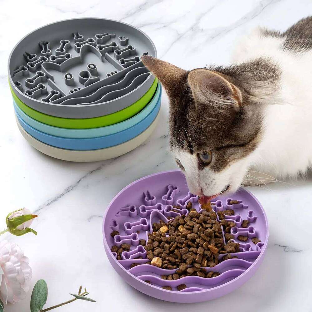 1Pc Silicone Pet Slow Feeder Food Mat Anti-Slip Lick Bowl for Dogs and Cats 26Y0312