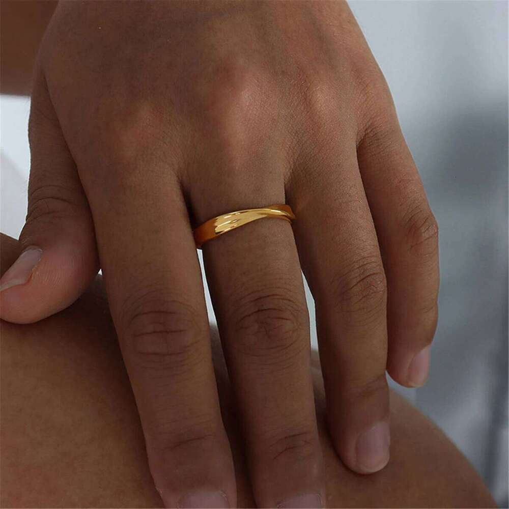 Thin 3mm Mobius Charm Stainless Steel Twist Wedding Ring for Women Infinite Gift H260312
