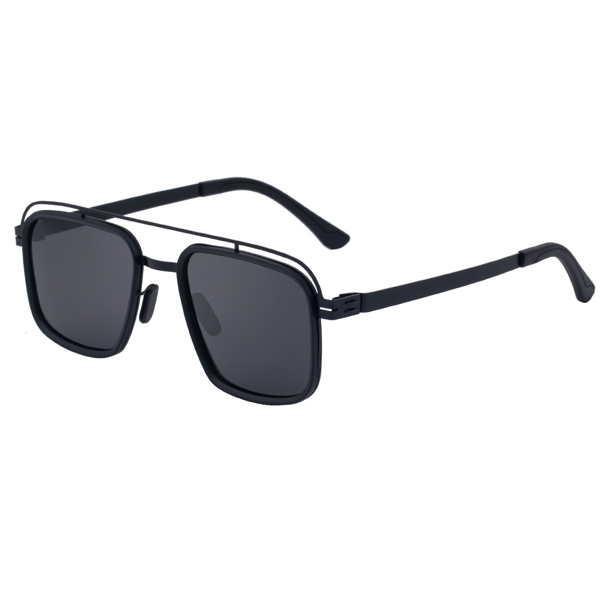 Polarized men's sunglasses 2026 new model, square frame, double bridge, sun protection, high-end style,