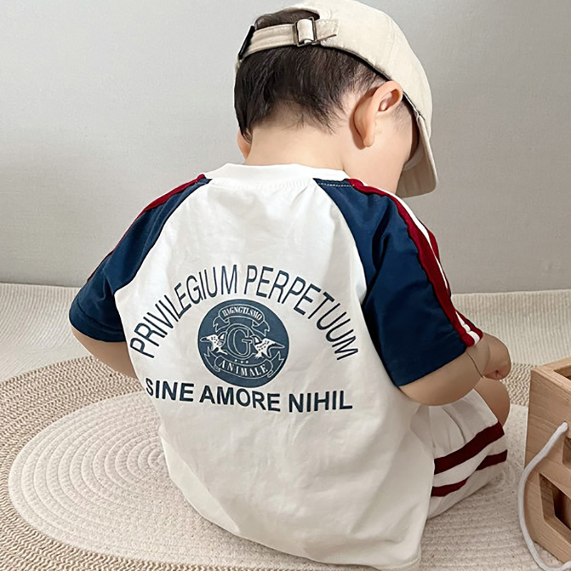 Baby boy summer short sleeved set casual sportswear thin two-piece set baby clothes