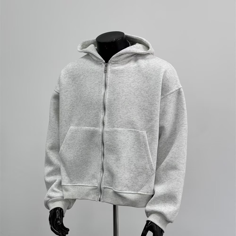 Autumn New Style Trendy Brand Versatile Three-dimensional Back Design Hooded Cardigan Jacket In Designer Hoodie Heather Gray For Men