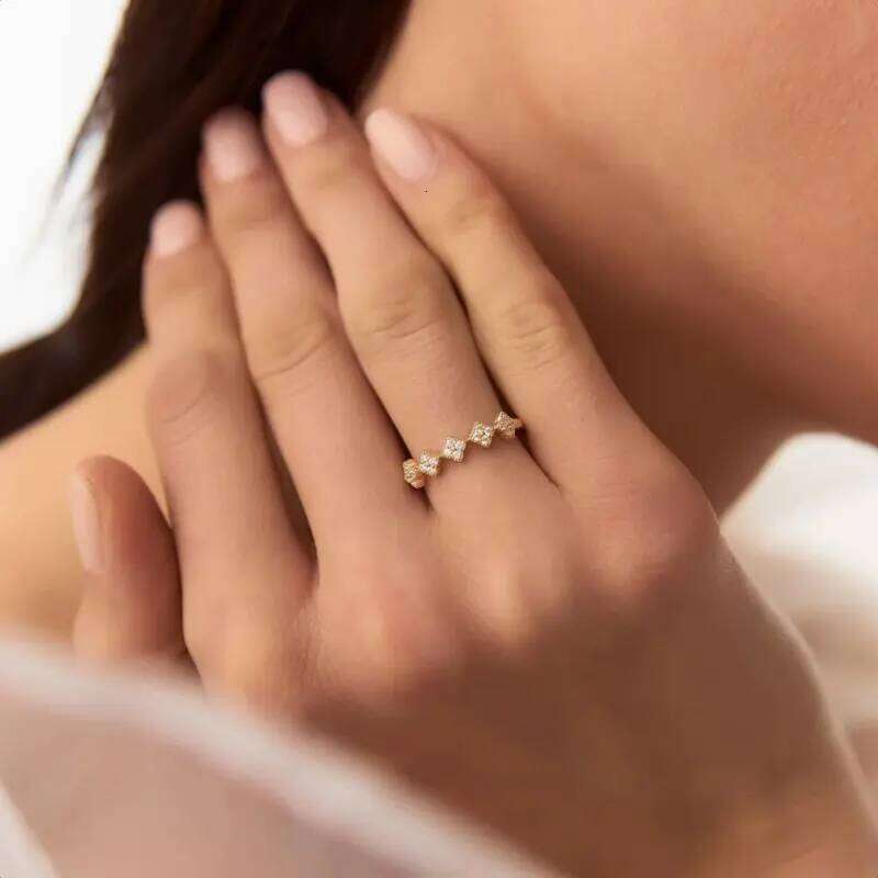 Lnkry 14k Gold Plated Certified Cluster Moissanite Ring anillo plata 925 Sterling Silver Cr Wedding Rings Jewelry Gift H260312