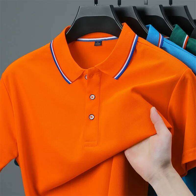 New Men's Casual Solid Color Short Sleeved Polo Shirt Summer Fashionable and Comfortable Versatile Top 26H0312