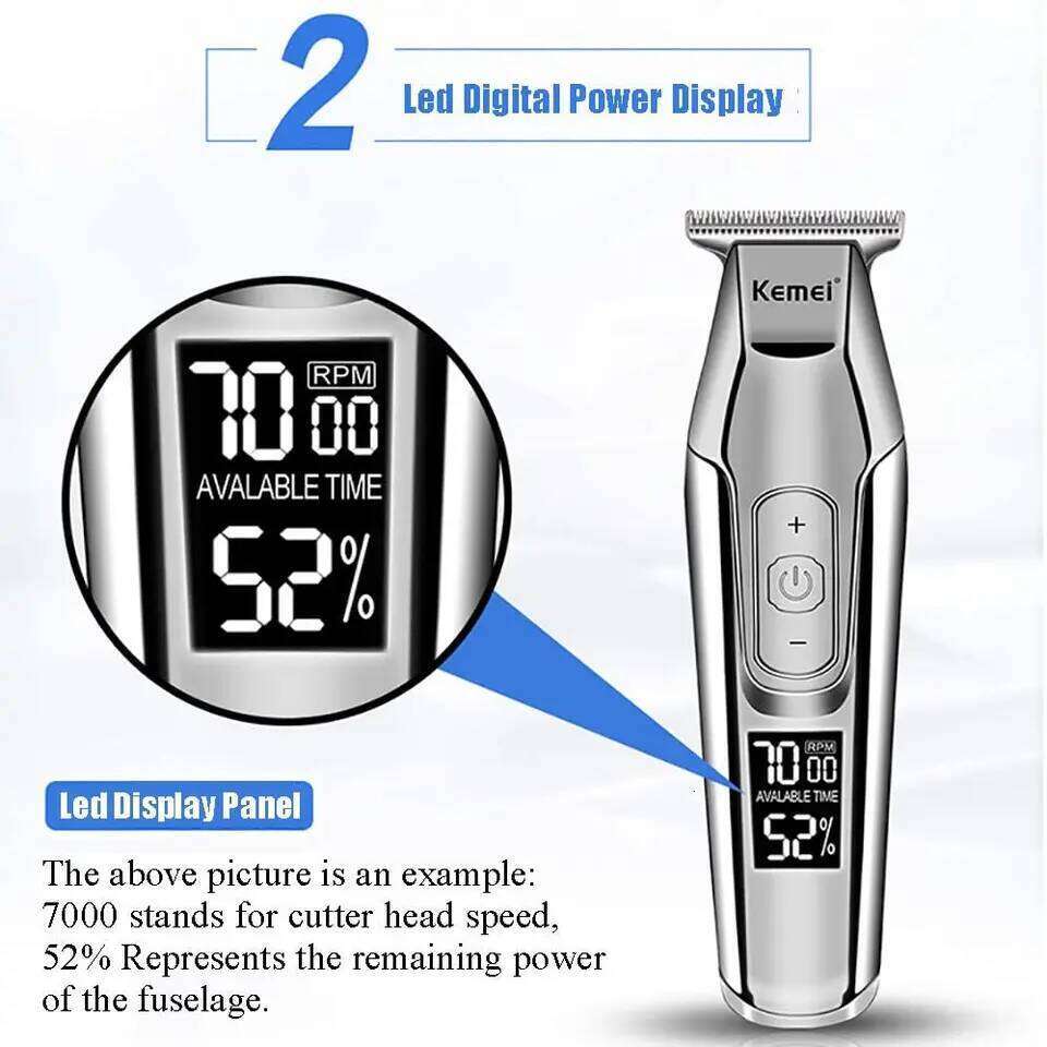 Kemei Professional Beard Trimmer for Men Adjustable Speed LED Digital Hair Clipper Carving Clippers Electric Razor C260312