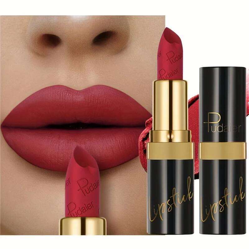 Pudaier Velvet Matte Lipstick - 10 Vibrant Colors, Moisturizing & Waterproof, Long-Lasting Nude Perfect Everyday Gift W260311