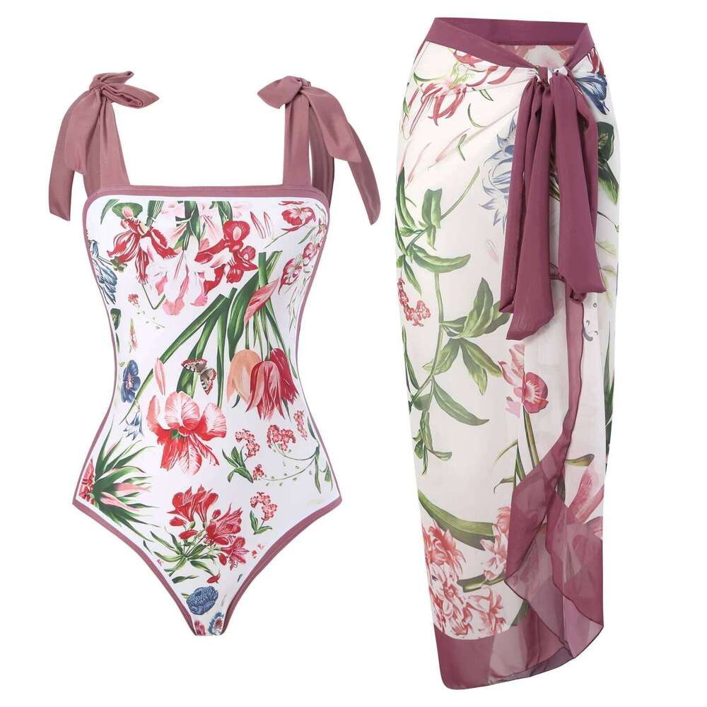 2025 Sexy Two-Piece Skirt Women's Bikini Set Push Up Floral Print Swimwear Sling Beachwear Swimsuit Party Brazilian Bathing Suit Y260303