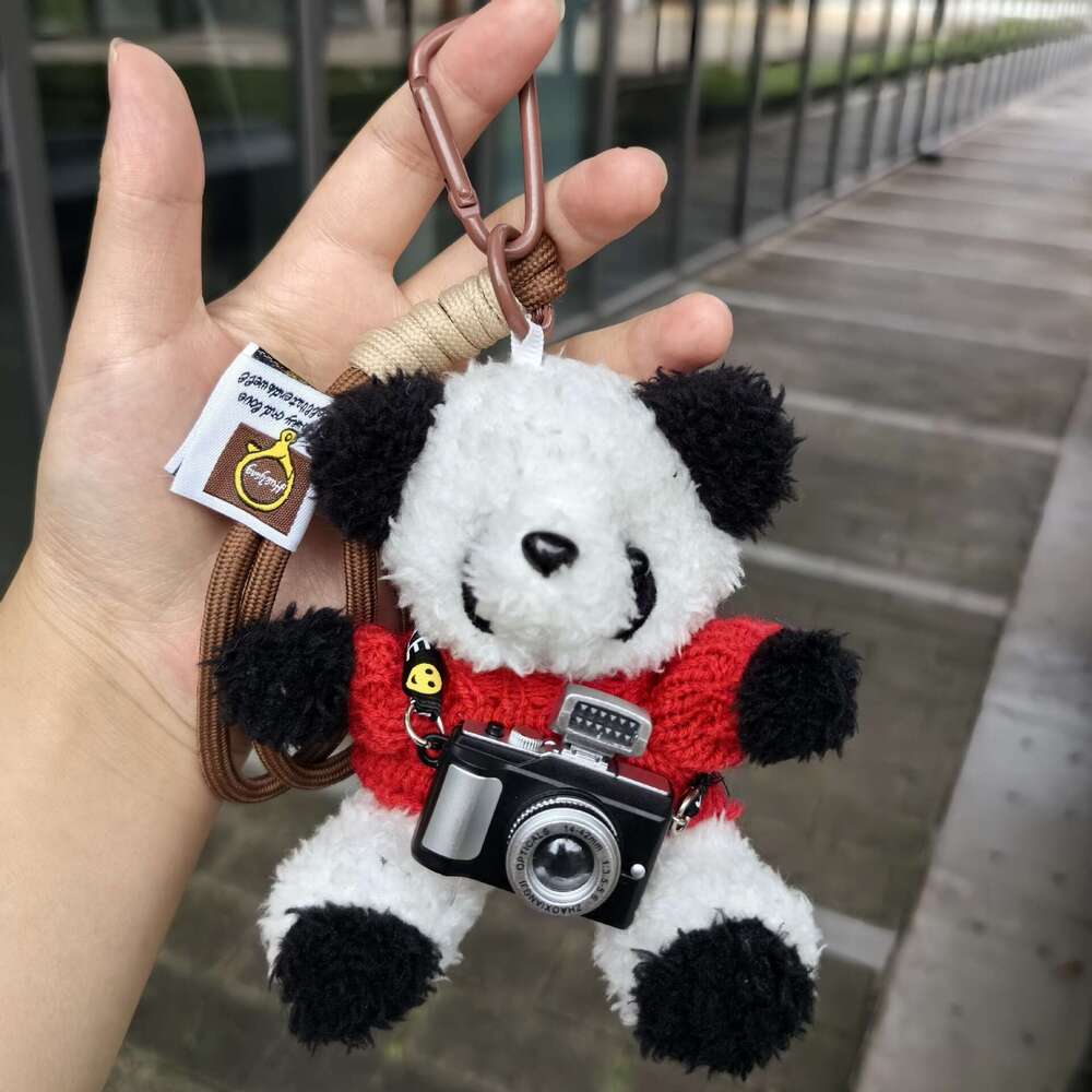 Super Cool Glasses Panda Pendant Versatile Cute Pilot Doll Internet Celebrity Hot Plush Bear Keychain Toy