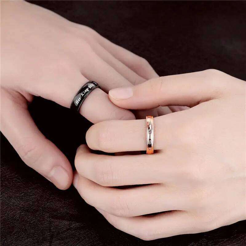 Fashion Couple Rings Her King His Queen Statement Romantic Zircon Crown Ring Anniversary Wedding Band Jewelry Gifts W260311