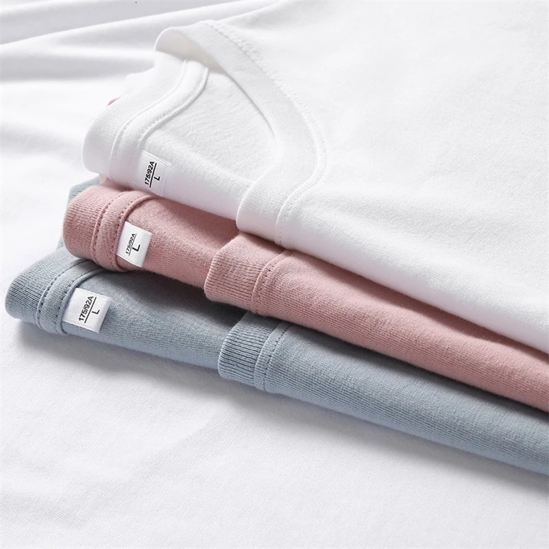 Mens Solid Color Round Neck Cotton Short Sleeved T-shirt Summer Comfortable Top 260227