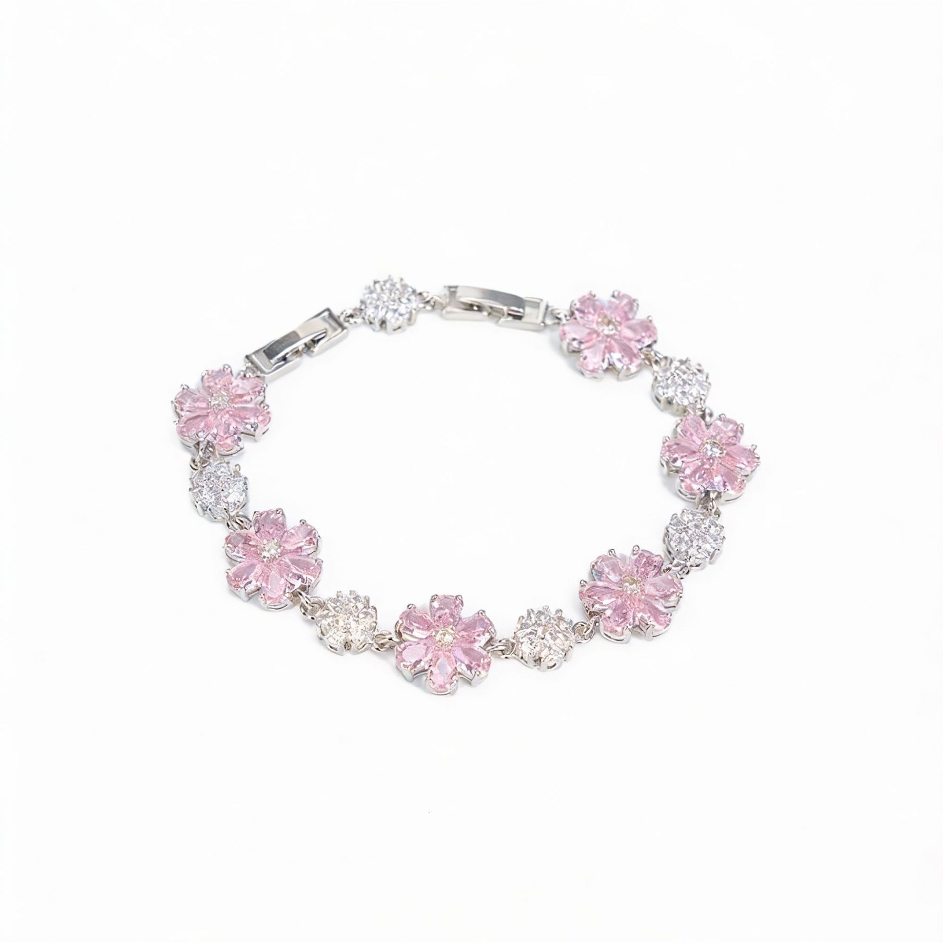 Bracelet Full Diamond Colorful Floral Zircon Bracelet Multi-Color Gemstone Bracelet Micro-Inlaid Light Luxury Flower-Shaped Fashion Women's Brace