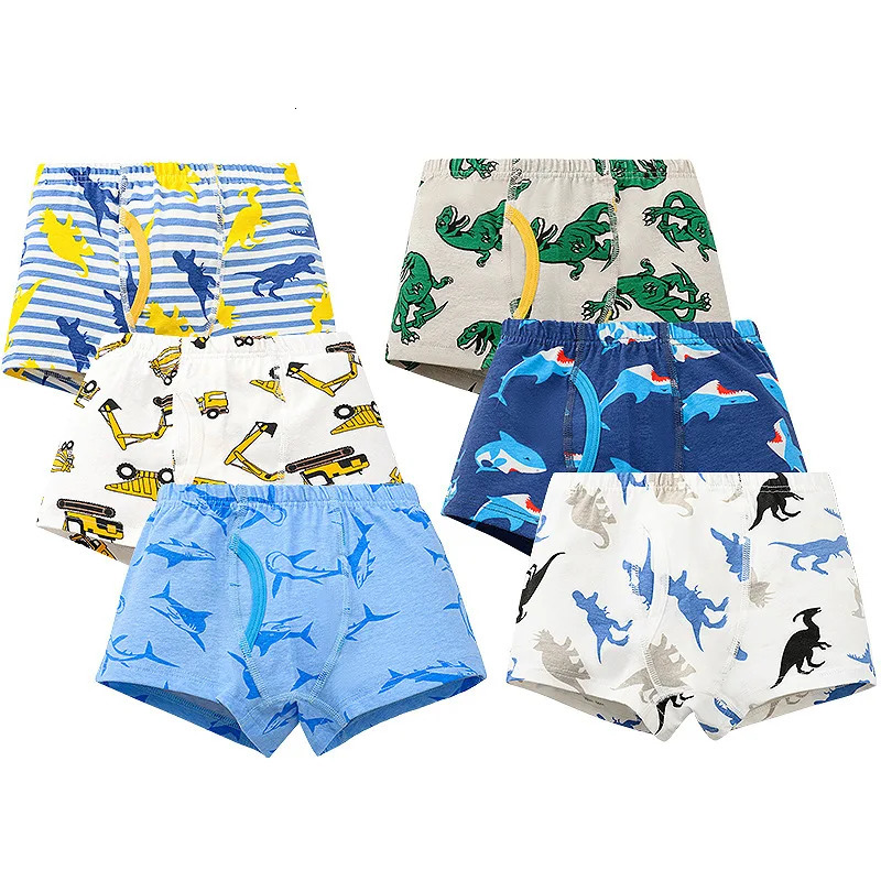 148 pcs Boys Boxer Briefs Sets Kids Cotton Underwear Boy Underpants Teenager Cartoon Dinosaur Print Children Panties 260311