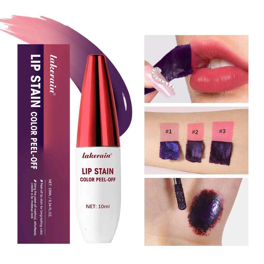 Peel Rose Pink Gloss Matte Outline Contour Tattoo Stain Waterproof Transfer Resistant Tear Off Natural Lip Tint W260311