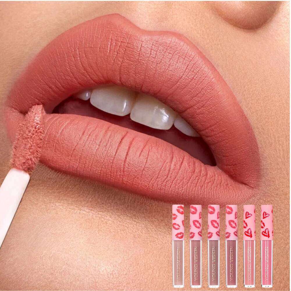 YOUNG VISION 12 colors matte texture gloss advanced makeup waterproof non-stick cup non-fading lip glaze W260311