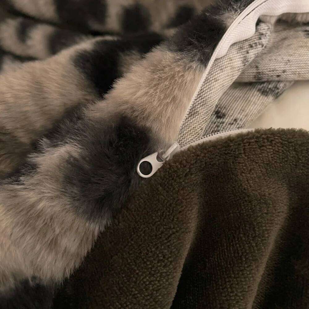 Thicken Milk Velvet Bedding Rabbit Plush Winter Warm Fashion Leopard Printed Four-Piece Set Duvet Cover Pillowcase Bed Sheet H260312