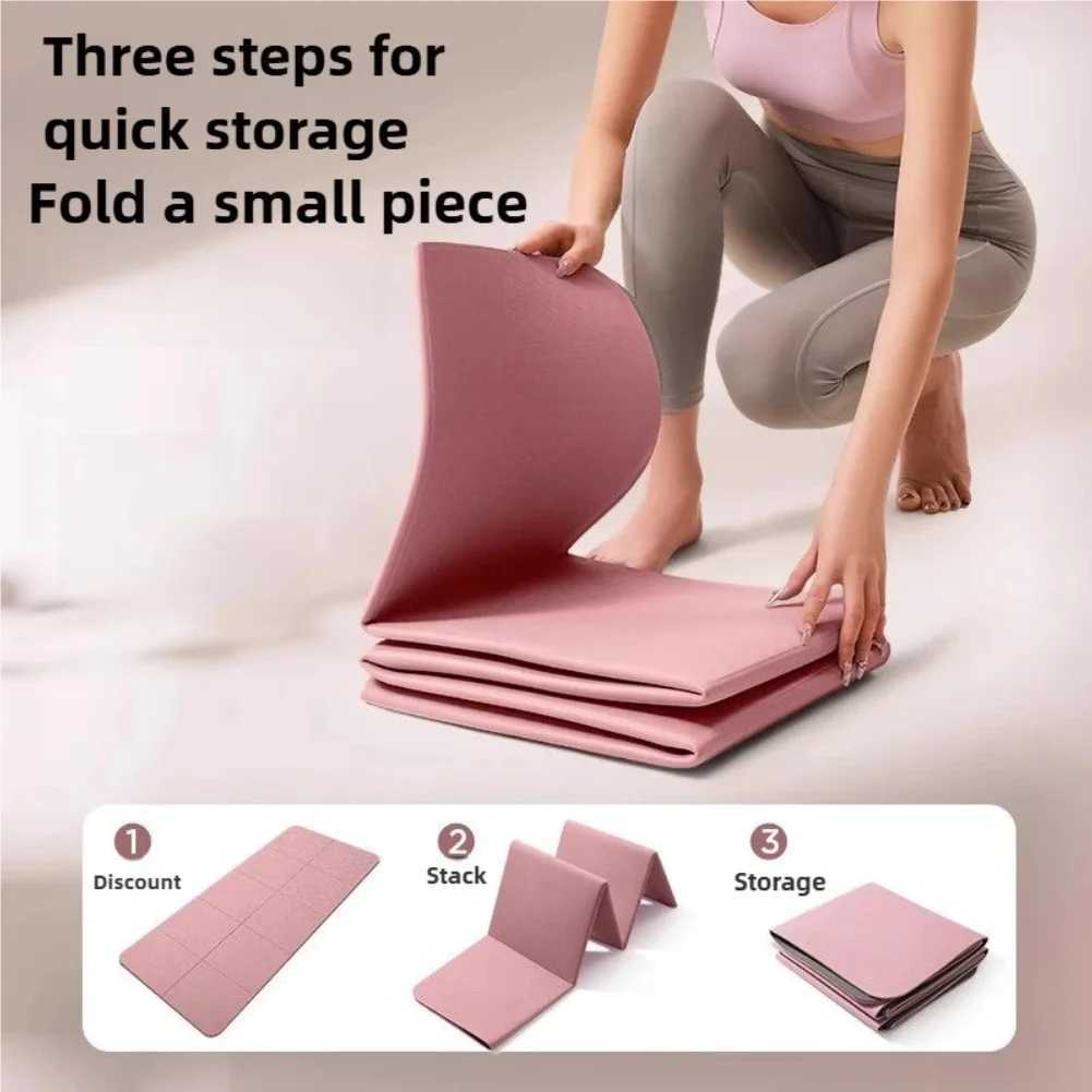 Eco-Friendly TPE Foldable Yoga Mat Double-Sided Non-Slip Travel Fitness Exercise Mat for Pilates and Floor Workouts M260312