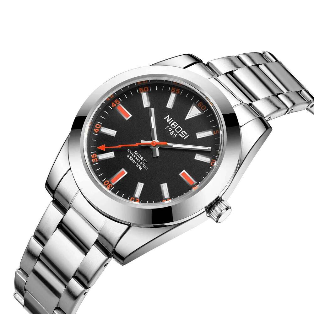 NIBOSI Stainless Steel Military Analog Quartz Watches for Men Waterproof Business Classic Design Luminous WristWatch