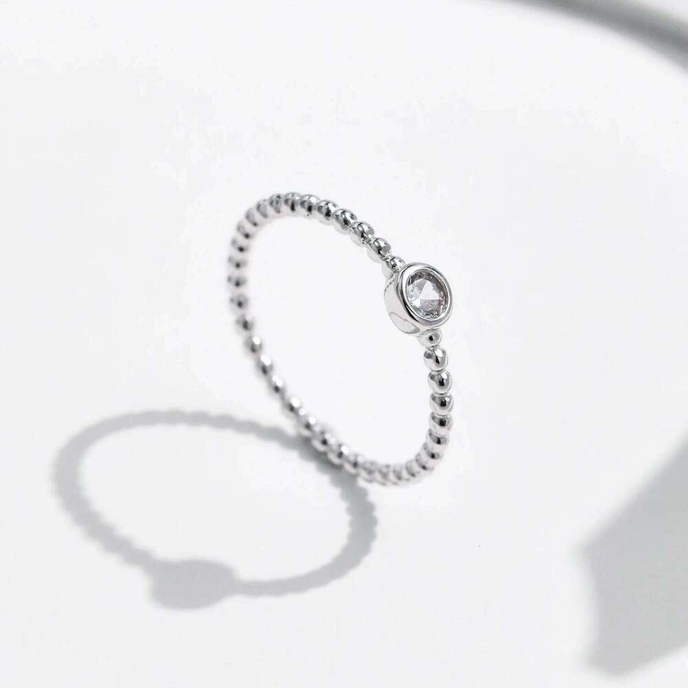 MODIAN Bezel Setting Moissanite Ring 925 Sterling Silver Beads Trendy Stackable Finger Rings For Women Lab Diamond Jewelry H260312