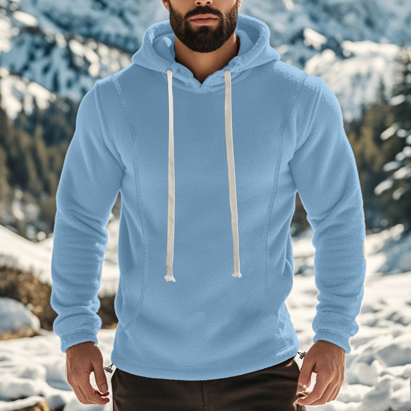 Autumn And Winter Men's Fleece Hooded Designer Shirt Solid Color Sweatshirt With Added Designer Hoodie Warmth Sporty Polo Pullover Hoodie