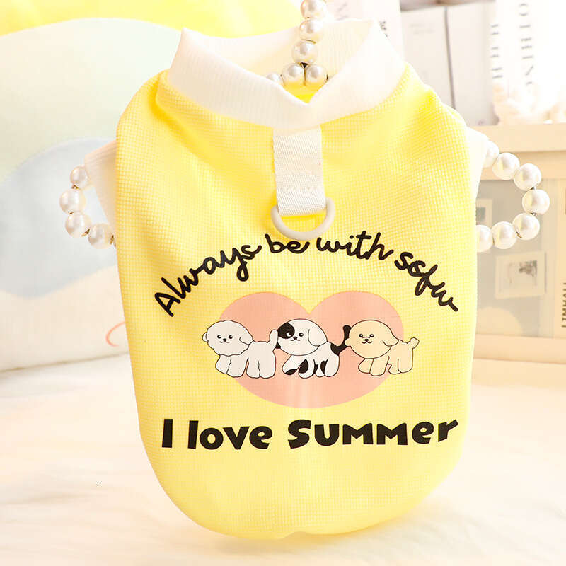 Clothes Spring Summer Thin Cat Leash Puppy Printed T-Shirt Vest Small Dog Teddy Pet 6738