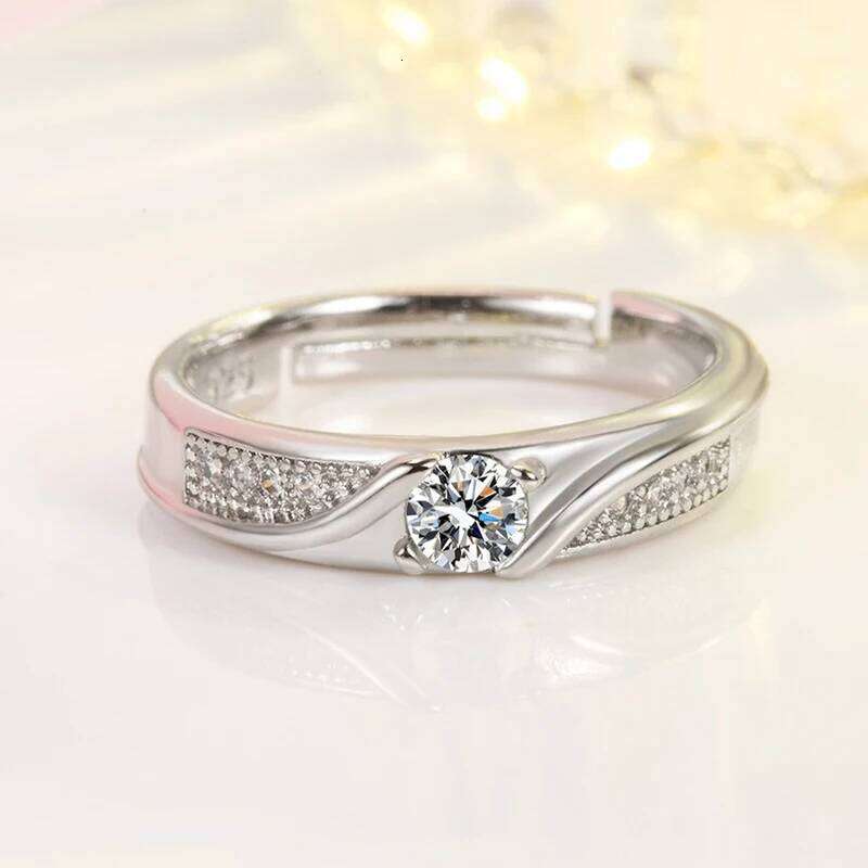 Geometric Couple Rings For Men Women Shiny Crystal Wedding Lovers' Jewelry Romantic Valentine's Day Present Ring Accessory W260311