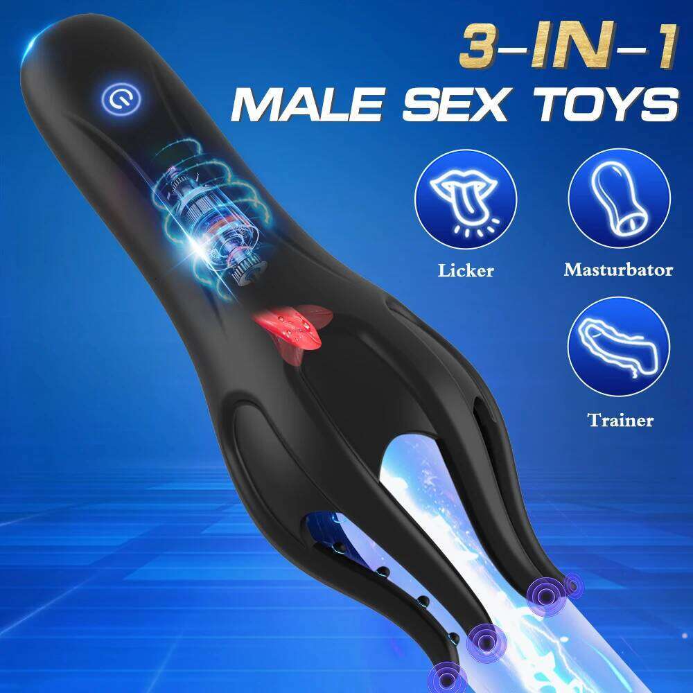 Masturbator Glans Vibrating Tongue Licking Oral Blowjob Lasting Delay Endurance Training Male Sex Toys for Men Z260311
