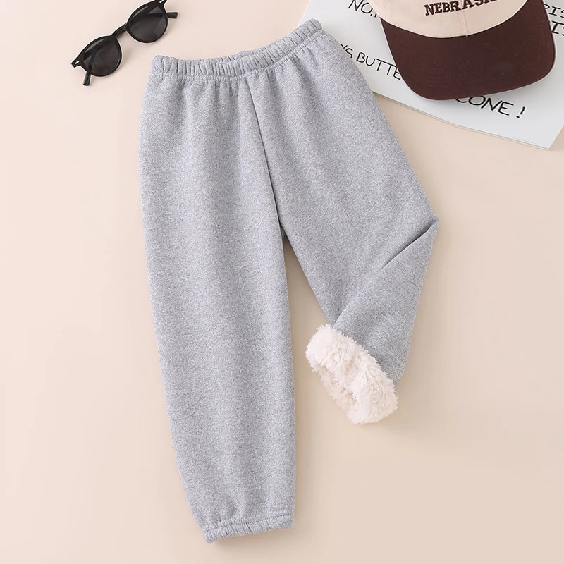 Autumn And Winter Childrens Plush Warm Sports Casual Pants For Boys Girls Solid Color Fashion Thick Windproof Harun 260311