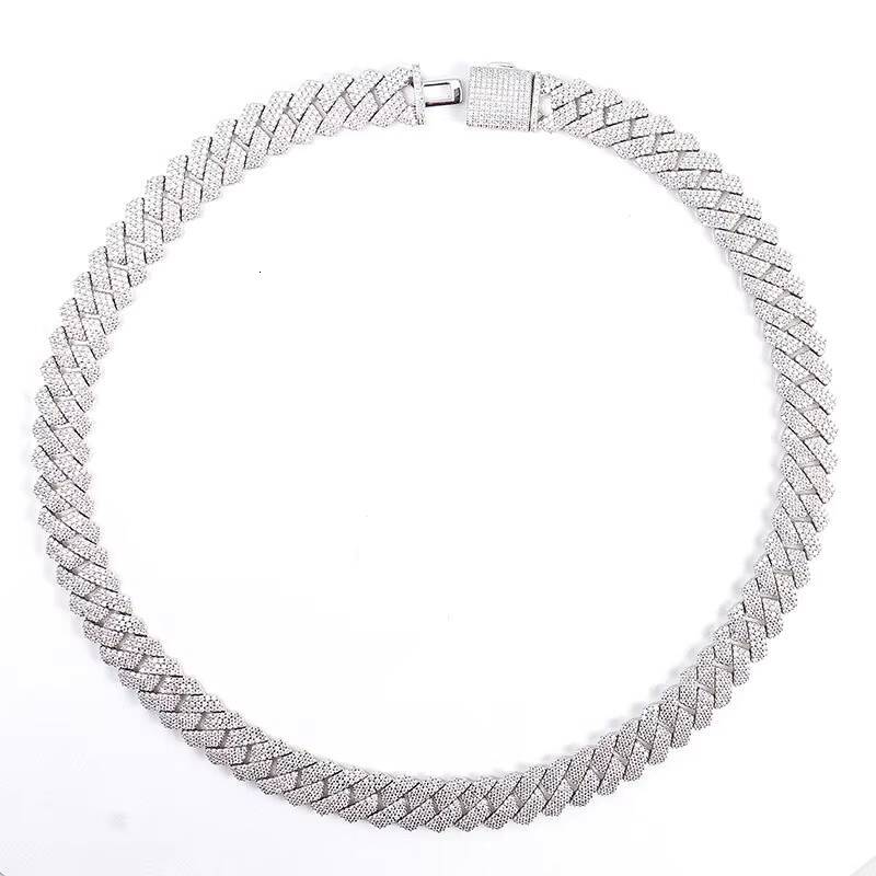 Hot Selling 15mm Big Size Rapper Jewelry Iced Out Moissanite Moon Shape S925 Hip Hop Miami Cuban Link Chain