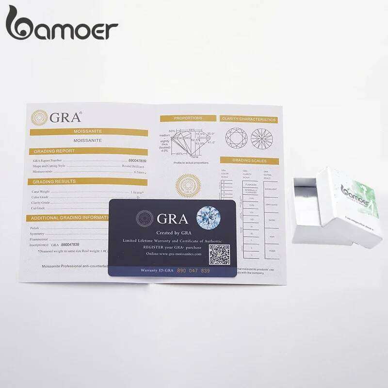 BAMOER 925 Sterling Silver Round Cut Solitare Moissanite Engagement Ring for Women, White Gold Plated Wedding Band Promise Rings H260312