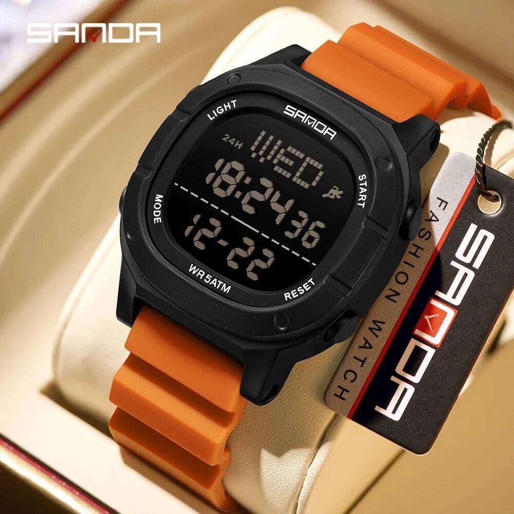 SANDA 9078 New Fashionable Men's Electronic Alarm Clock Timer Calendar Shock resistant Sports Leisure Digital Watch 2026