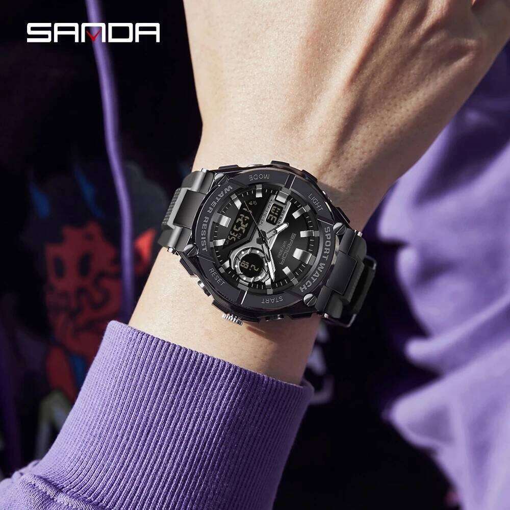 SANDA 2024 New Men's Watches 50M Waterproof Quartz Wristwatch Sport Military LED Digital Watch for Male Relogios Masculino 3123