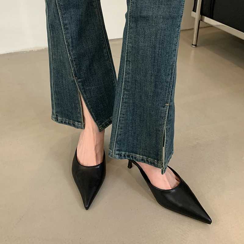 SUOJIALUN 2025 Spring New Women Slipper Fashion Pointed Toe Slip On Ladies Elegant Mules Shoes Thin High Heel Outdoor Dress Slid K260312