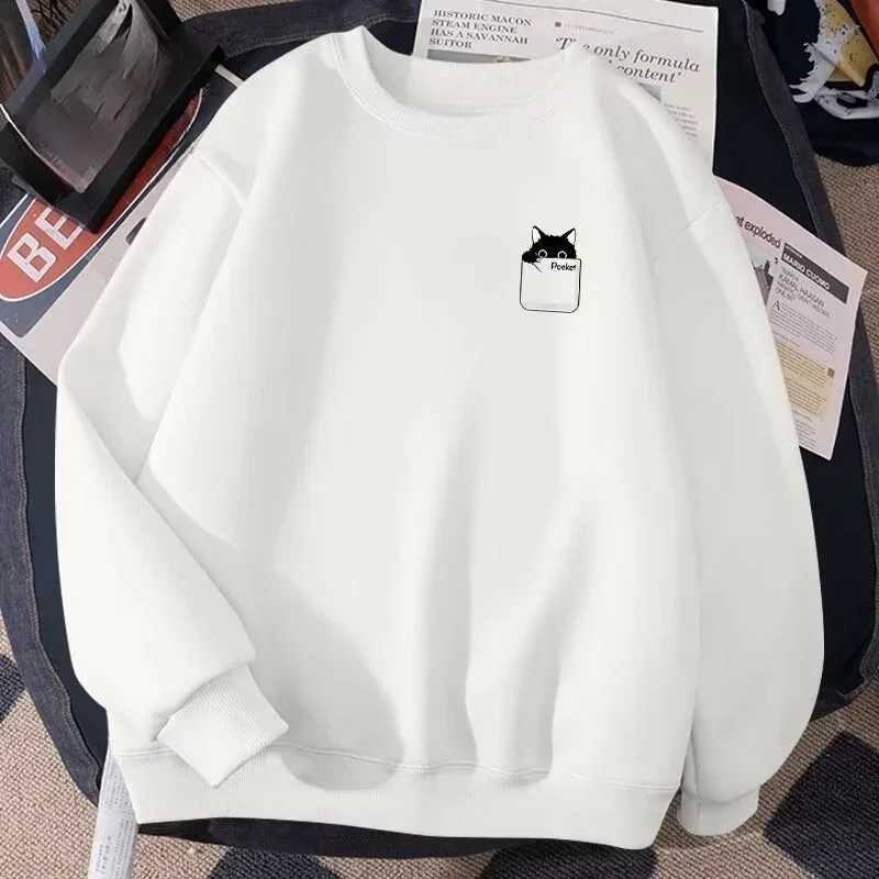 Small Black Cat Paper Box Printed M-8XL Male Too Tough Fashion Long Sleeves Couple Clothes M260312