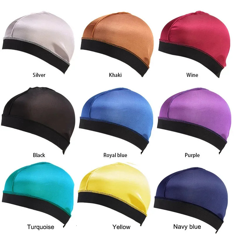 4PCS Solid Color Wave Cap Men Soft Elastic Breathable Beanie Turban Hat Unisex Night Sleep Headcover Cancer Hair Loss Chemo 260304
