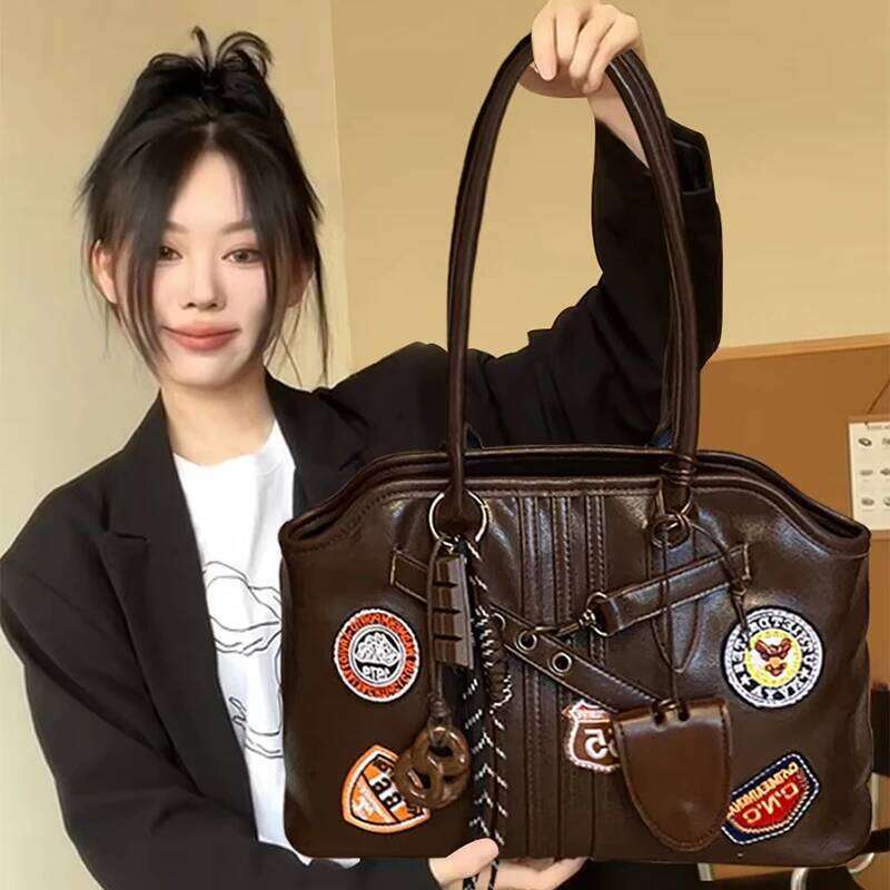 Korean Large Capacity Tote Y K Motorcycle Women Popular Light Luxury Advanced Texture Work Commuter Casual Shoulder Bag XIU LAI SI