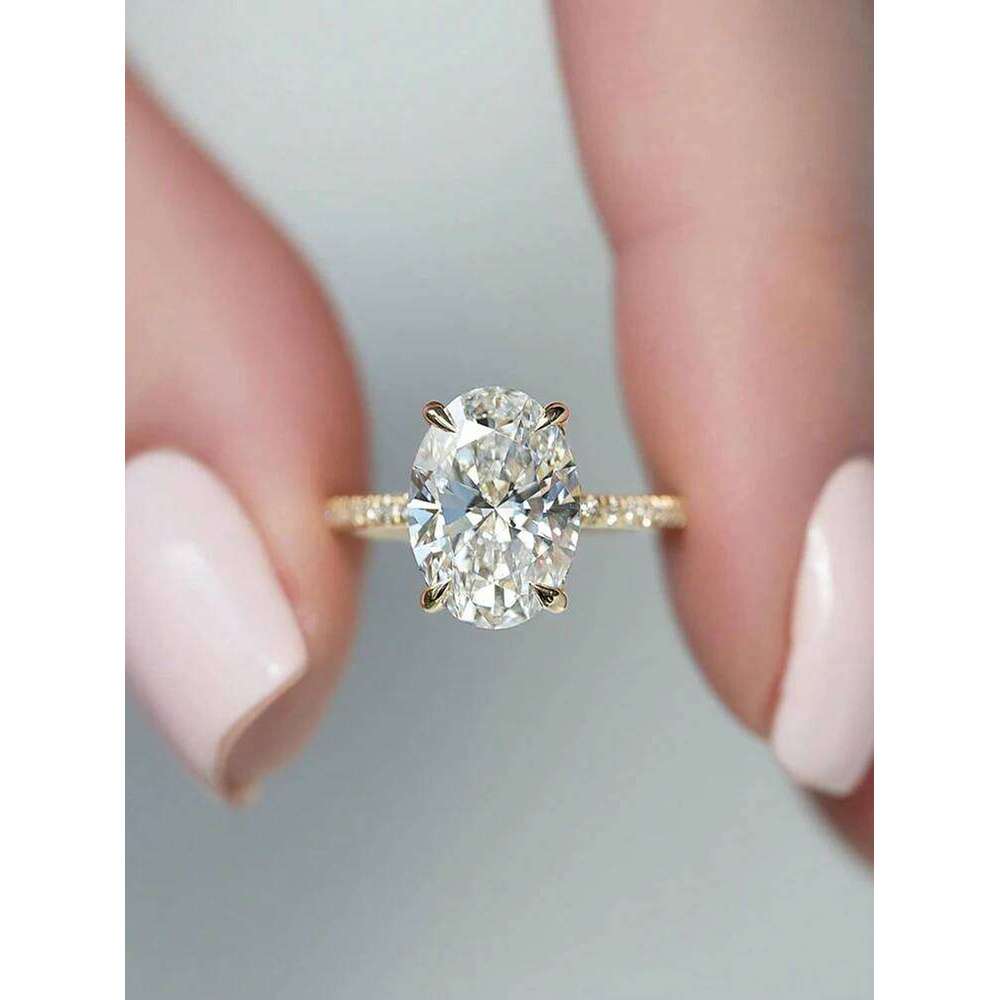 925 Sterling Silve Zirconia 1-4.5CT Gorgeous Shiny Oval Stone Ring For Women Engagement Wedding Luxury High Quality Fine Jewelry H260312