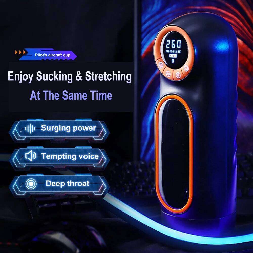 Electric Telescopic Sucking Vibration LCD With Hands-free Penis Exercise Device Male Masturbation Plane Cup Adult Products Z260312