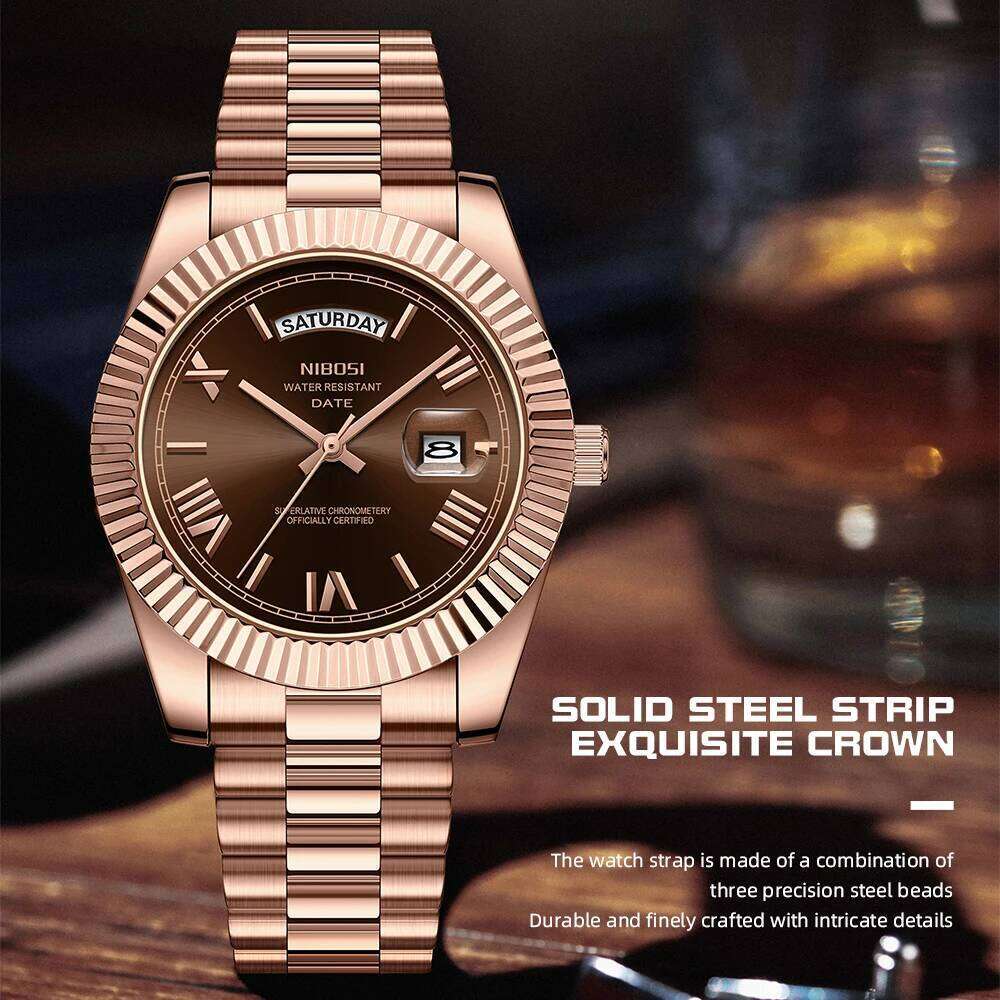 NIBOSI Quartz Watch for Top Brand Luxury Stainless Steel Waterproof Luminous Date Week Fashion Men Watches Reloj Hombre