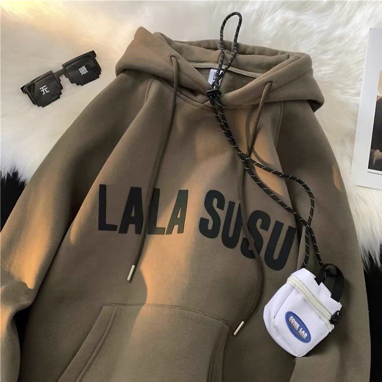 Heavyweight Sweatshirt For Men Winter Retro Fleece Lined Thickened Hooded Jacket Autumn Winter Designer Hoodie Ins Trendy Brand Top